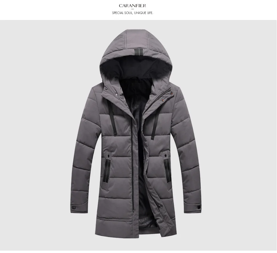 CARANFIER 6XL 7XL 8XL мужская длинная парка Теплая Зимняя брендовая куртка Роскошная водолазка с капюшоном и воротником ветрозащитная мужская одежда в сдержанном стиле