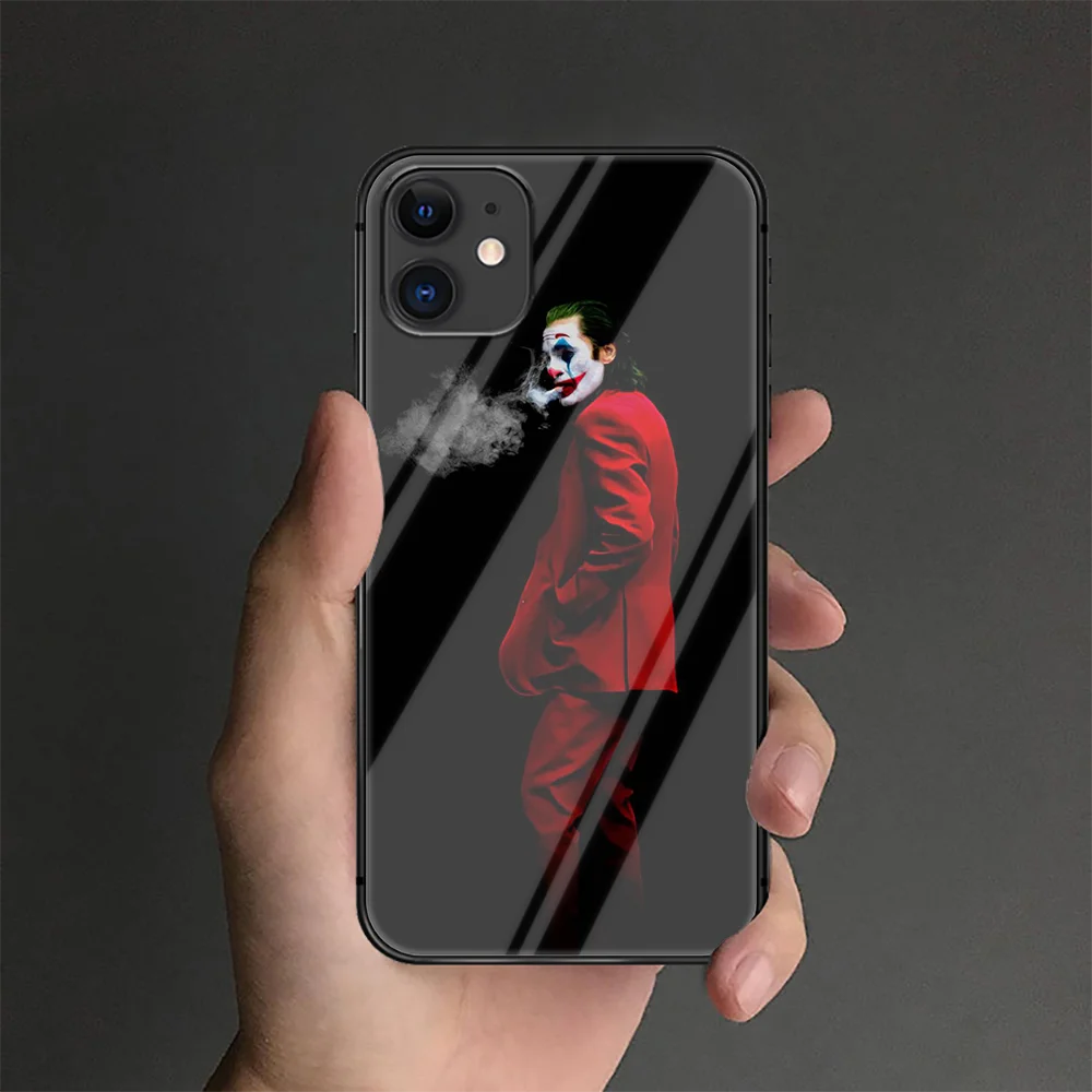 

Joker Phone Tempered Glass Case Cover For IPhone 6 6S 7 8 11 12 X Xr Xs Se 2020 Pro Max Plus Mini Black Pretty Black Painting