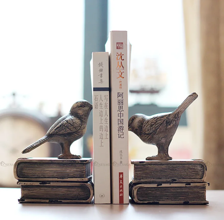 Vintage American Resin Bird Bookend Antique Magazine Books Holder Book Safe Table Storage Home Office Decor Desk Accessories