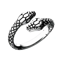 vintage double snake head thai silver ladies finger rings jewelry unisex open adjustable size ring man