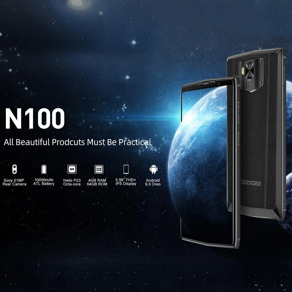 DOOGEE N100 мобильный телефон Android 9 0 MTK6763 Helio P23 Восьмиядерный 4 Гб ОЗУ 64 ПЗУ 5 99 &quotFHD +