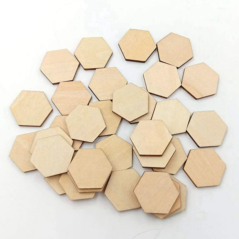 

100 Wooden Pieces Hexagon Wood Shape Beech Wood & 60 Pcs Wood Rings,Unfinished Wood Circles