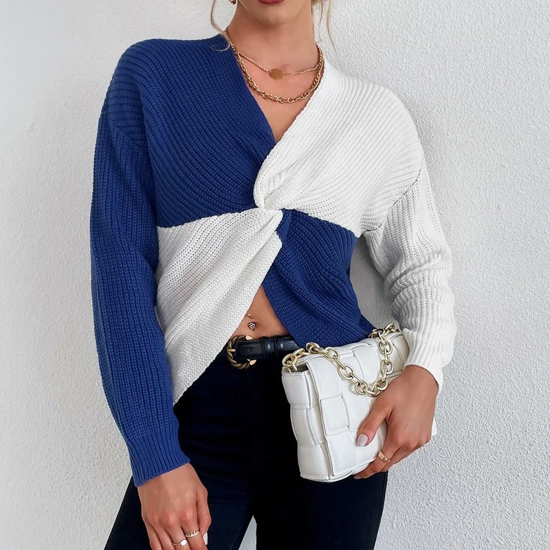 

Winter Tops for Women 2020 Fall Winter New Irregular Sweater Women's Kink Personalized Stitching Exposed Navel Women's Blouses