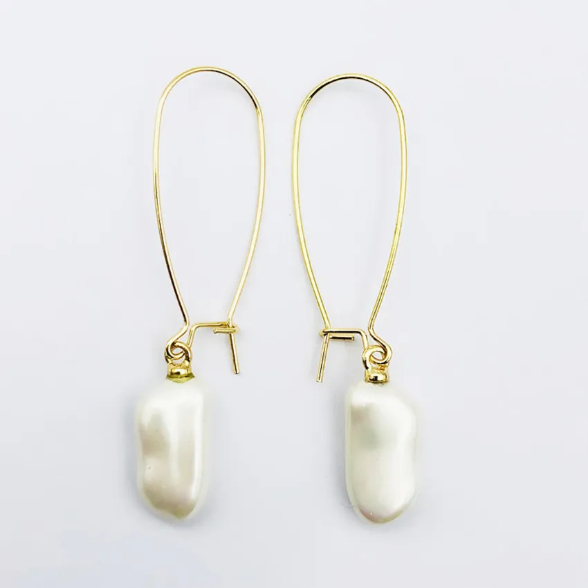 

FYSL Light Yellow Gold Color Irregular Shape Pearls Dangle Earrings for Women Modern Accessories