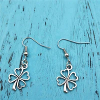 four leaf clover charm creative earringsvintage fashion jewelry women christmas birthday gifts accessories pendants zinc alloy