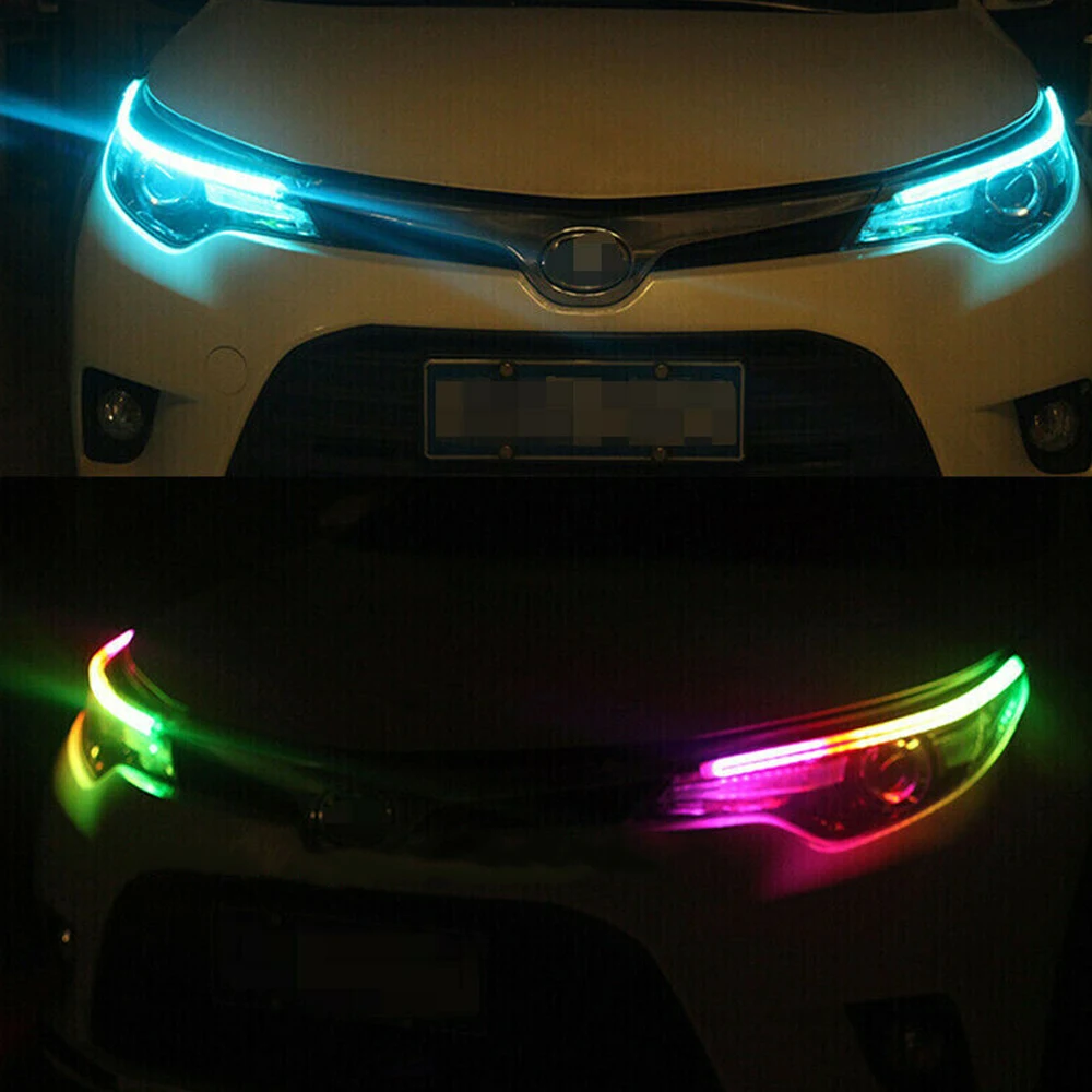 Тонкий гибкий светодиодный DRL неоновая полоска управление через приложение RGB 60
