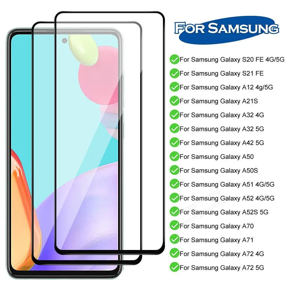 9H закаленное стекло для Samsung S20 S21 FE Защита экрана Galaxy A52 A51 A12 A71 A32 A50 A72 A52s A70 A50s A42 A21s