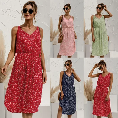 

Элегантное женское платье без рукавов с V-образным вырезом на бретельках со шнуровкой и разрезом Модные платья с эластичной высокой талией ...