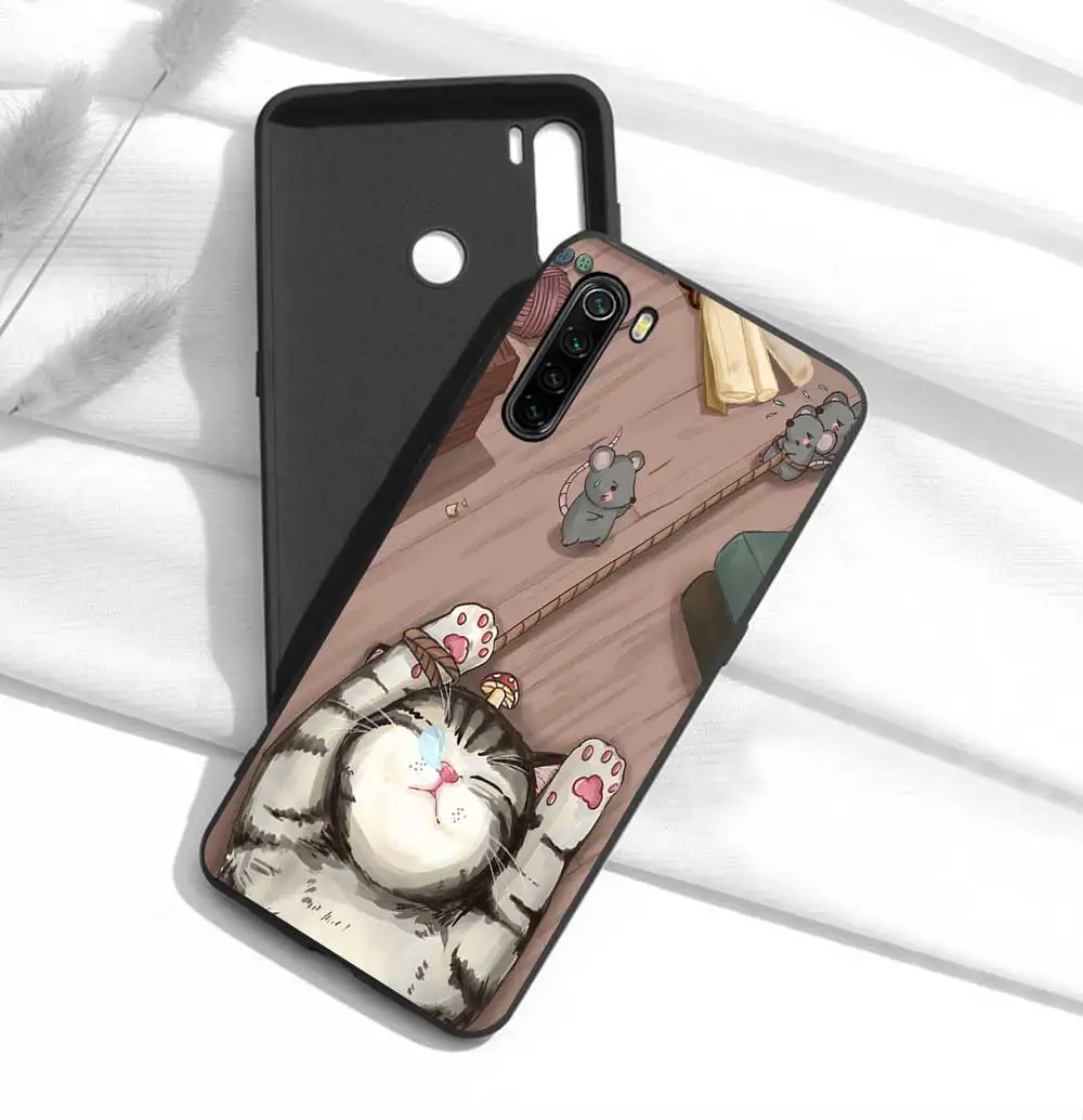 girly cat phone case for xiaomi redmi note 10 9 8 7 8t pro mi note 11 10 9 10t pro lite poco x3 f3 m3 soft silicone black fundas free global shipping