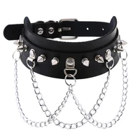 fashion choker with spikes collar women man leather necklace chain jewelry on the neck punk chocker aesthetic gothic accessories