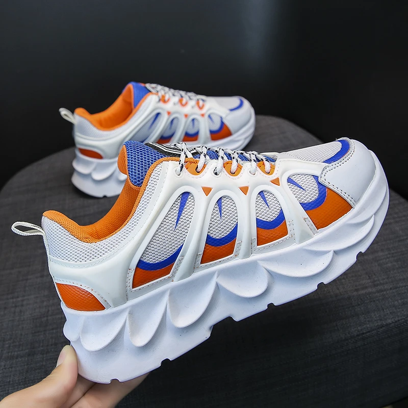 Женские кроссовки на массивной вулканизированной платформе сетчатые шнуровке