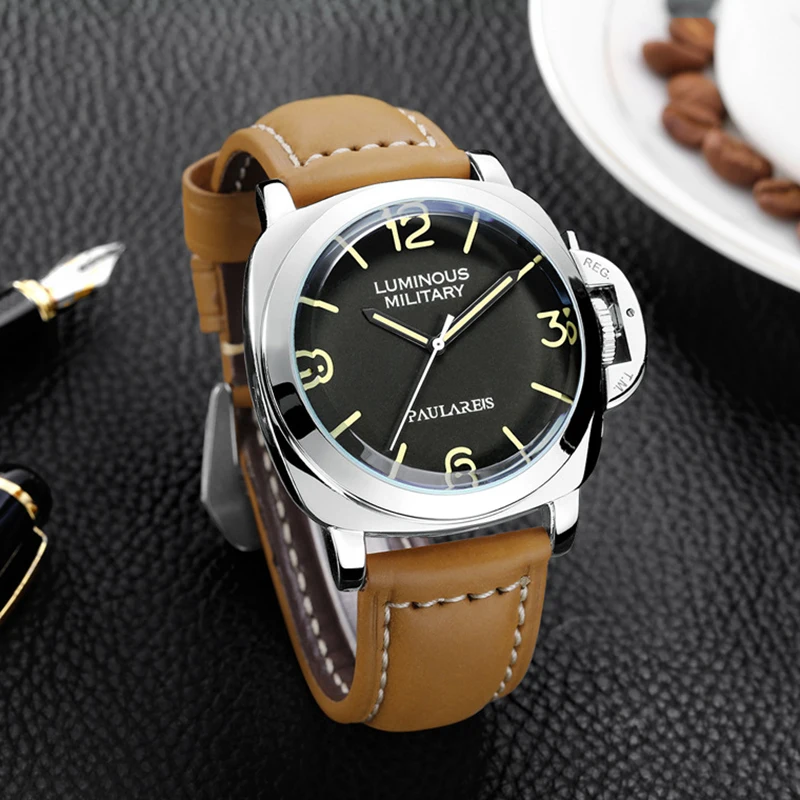 

Часы Relojes Hombre Мужские механические, роскошные деловые автоматические модные водонепроницаемые светящиеся наручные часы с кожаным ремешком