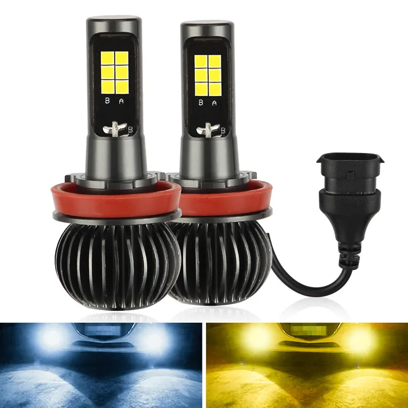 

2PCS/Set Car LED Headlight Bulb Dual Color High Power Truck Car Fog Lamp Day Night Running Lights 880/881 9005/9006 H8/H11 5202