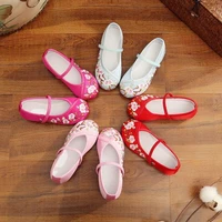 flower embroidered women canvas ballet flats ladies casual comfort slip on ballerinas chinese hanfu cosplay shoes