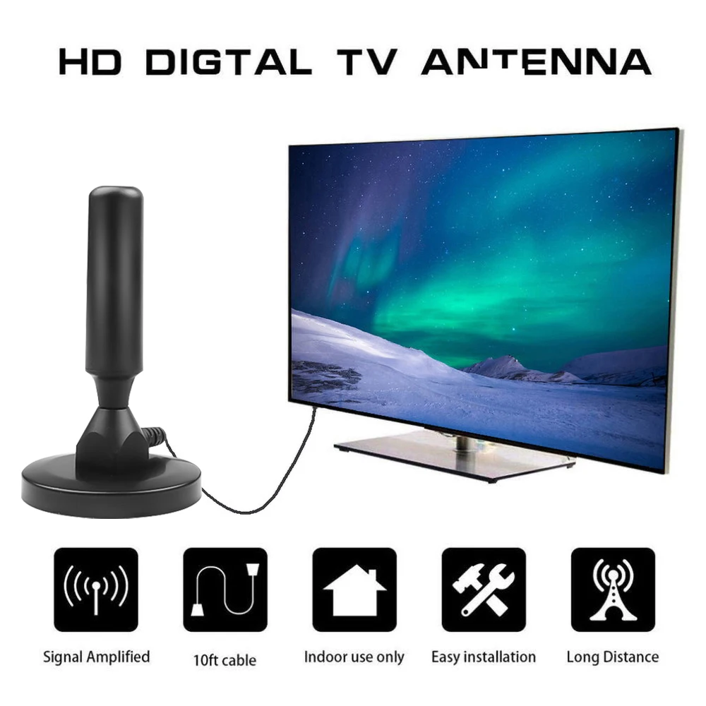 Цифровая ТВ антенна Kebidumei DVB T стандартная HD 1080p 30 дБи для помещений телевизоров