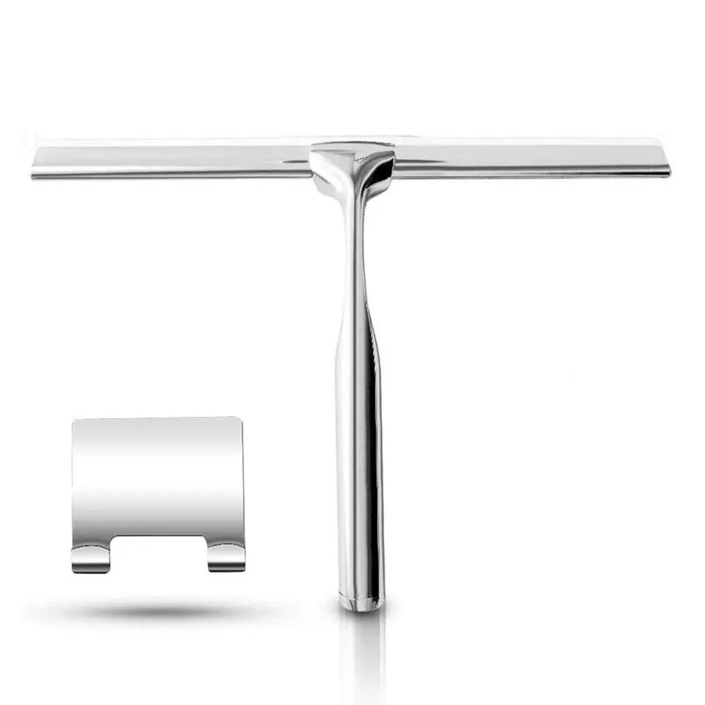 

Прочный скребок для душа из нержавеющей стали, Швабра для окон, скребок для душа с настенной вешалкой, скребок без сверления для ванной и кух...