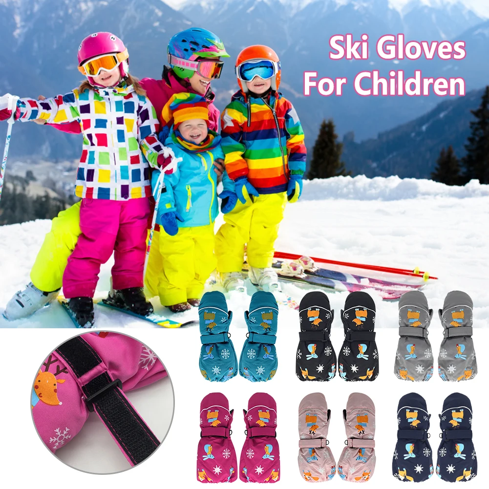 

1Pair Warm Windproof Children Ski Gloves Kids Boys Girls Anti-slip Winter Snow Snowboard Outdoor Riding Long-sleeved Mitten
