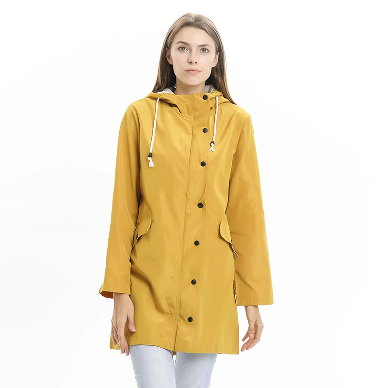 Тренчкот женский с длинным рукавом Повседневная ветровка капюшоном в стиле
