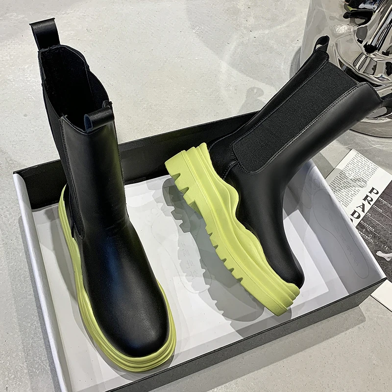 2021 Designer Brand Chunky Platform Chelsea Boots Women Street Style Elastic Band Ankle Boots For Women INS Fashion Spring New