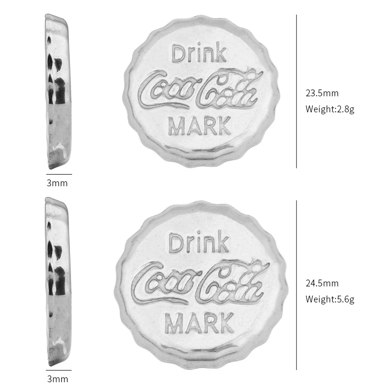 

DIY Stainless Steel Inner 21MM/22MM Beer Cola Beverage Cover Pendant Jewelry Tray Gem Empty Holder Accessories
