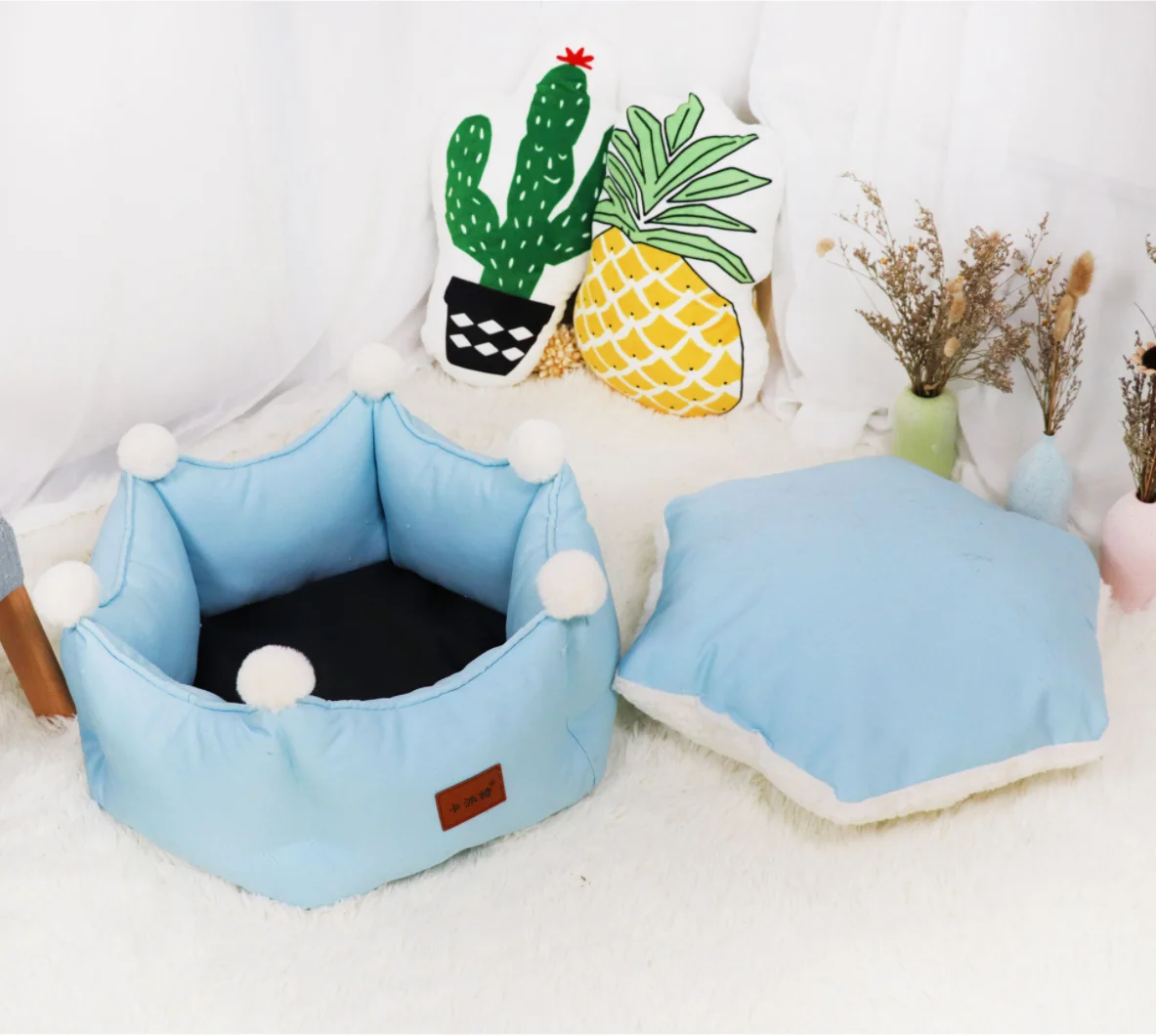 

Removable Cat Bed Cave Cat Head Shaped Pet Kitten Cushion Winter Warm Pet Cat House