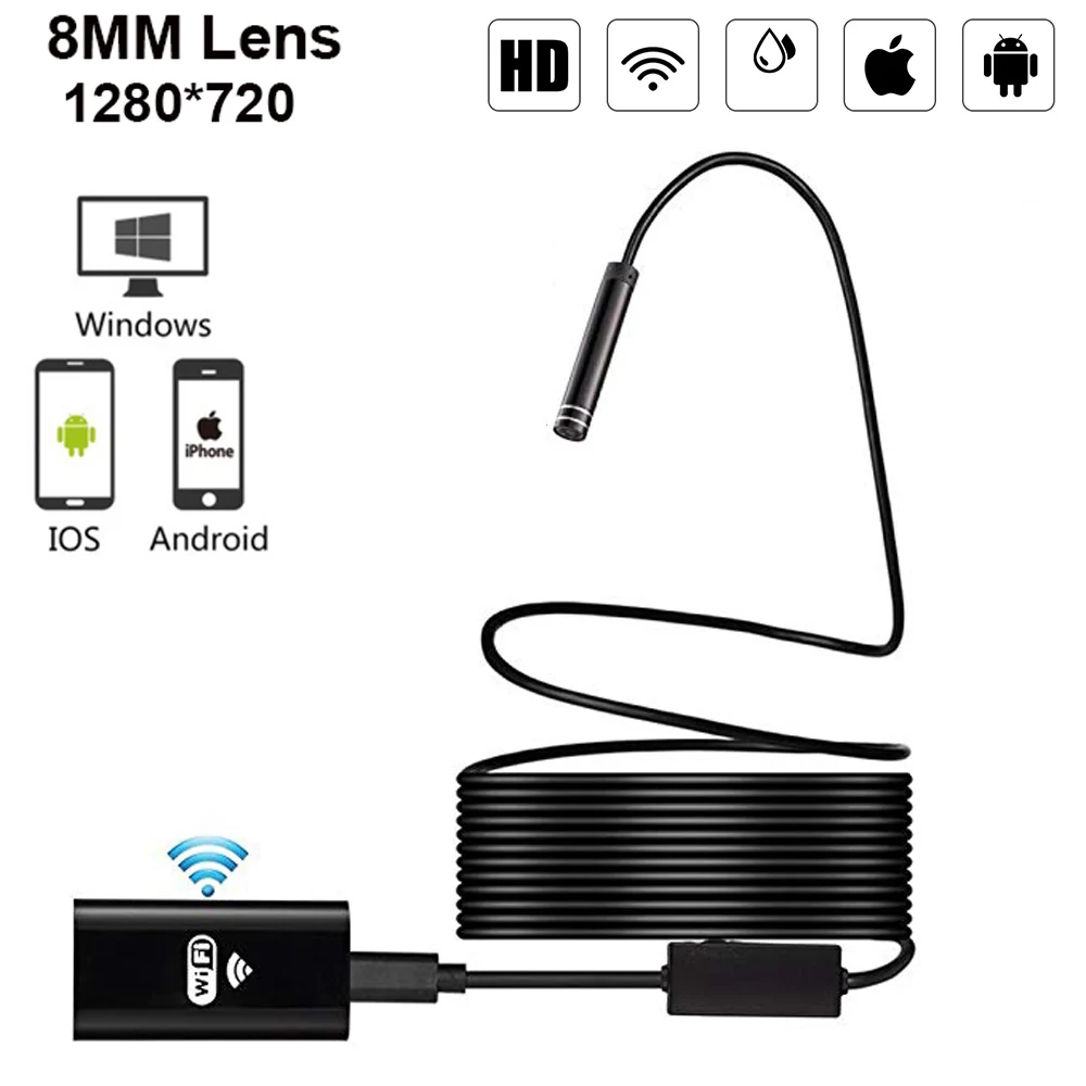 

Беспроводной Wi-Fi HD 720P 8 мм эндоскоп камера 2 м 5 м WiFi уличный USB эндоскоп бороскоп осмотр Android iPhone камера