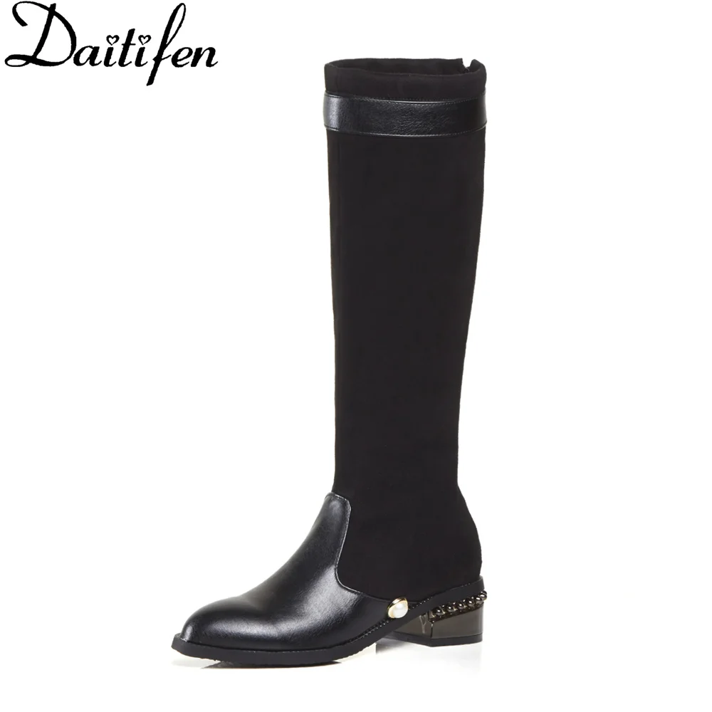 

Brangdy Brand 2022 Women Motorcycle Shoes Fashion Mixed Colors Plaid Female's Knee High Boots Belt Buckle Ladies Winter Boots