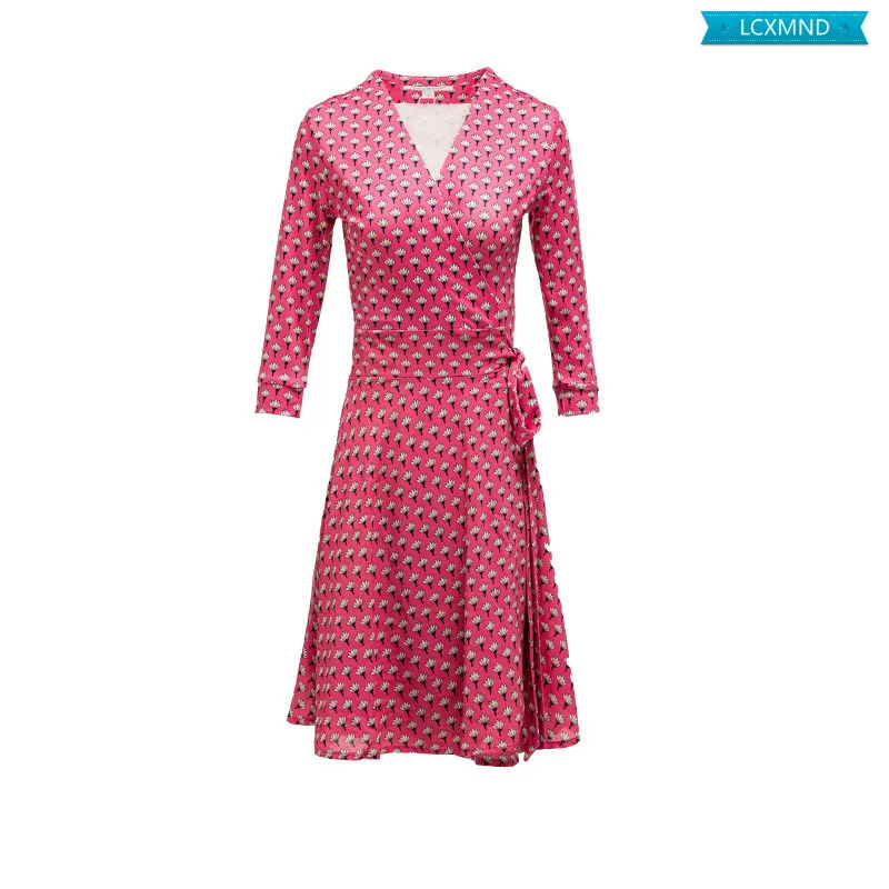 

Short Wrap Sexy Dress Women Lace -up High Waist Slimming Dress Ladies Dresses Print 2020 New Knitted A- Line Dress A-line