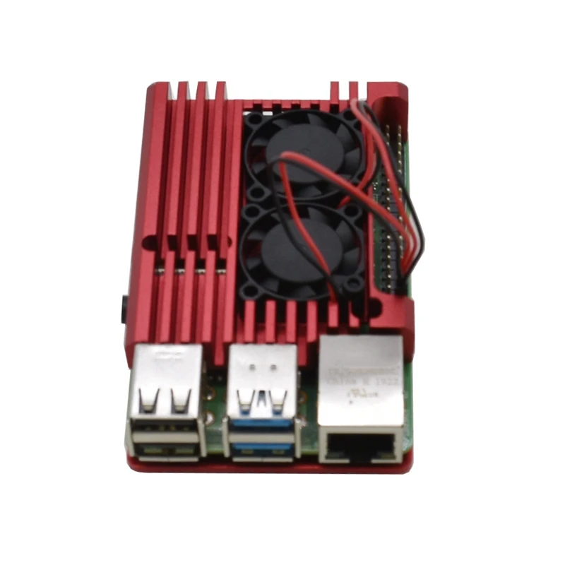 Для Raspberry Pi 4 4B Алюминий чехол Корпус кожух CNC охлаждения P/N: двойной вентилятор для