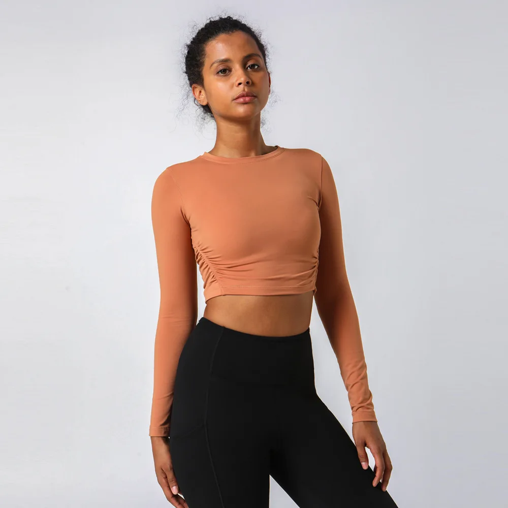 

Antibom Women Yoga Shirts Sports Fitness Stretch Slim Long Sleeve Crop Top Running Quick Dry Soft New