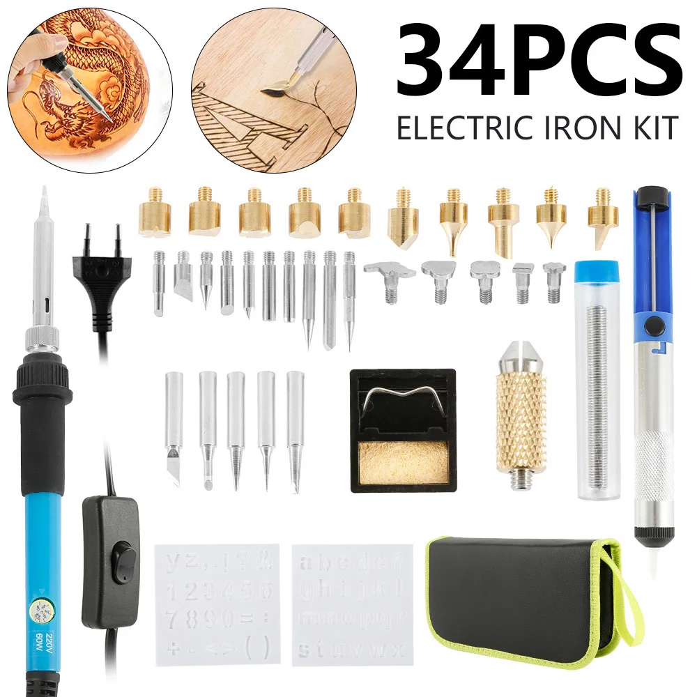 Набор для выжигания по дереву ручка резьбы 60 Вт паяльник с регулируемой