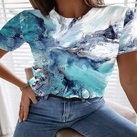 3d abstract graffiti style short sleeved outdoor street style womens fabric o neck top womens new womens t shirt