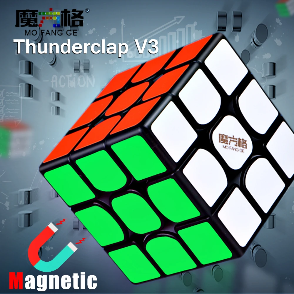 

QiYi MoFangGe Thunderclap V3 M 3x3x3 Magnetic Magic Cube Stickerless Cube Puzzle Professional Magnets Speed 3x3 Cube