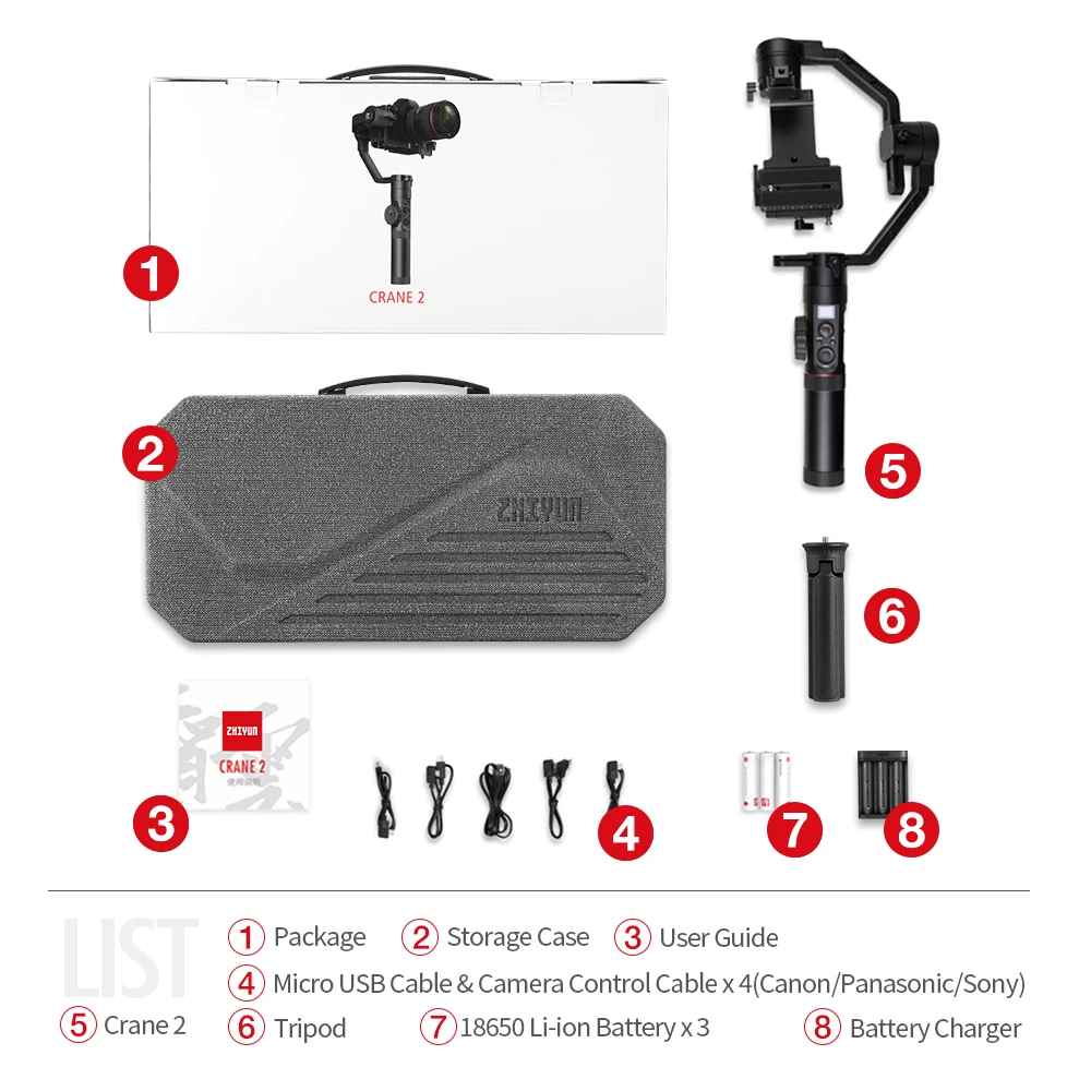 

ZHIYUN Official Crane 2 Lite WITHOUT Servo Follow Focus 3-Axis Gimbal Stabilizer for All Models of DSLR Mirrorless Camera Canon