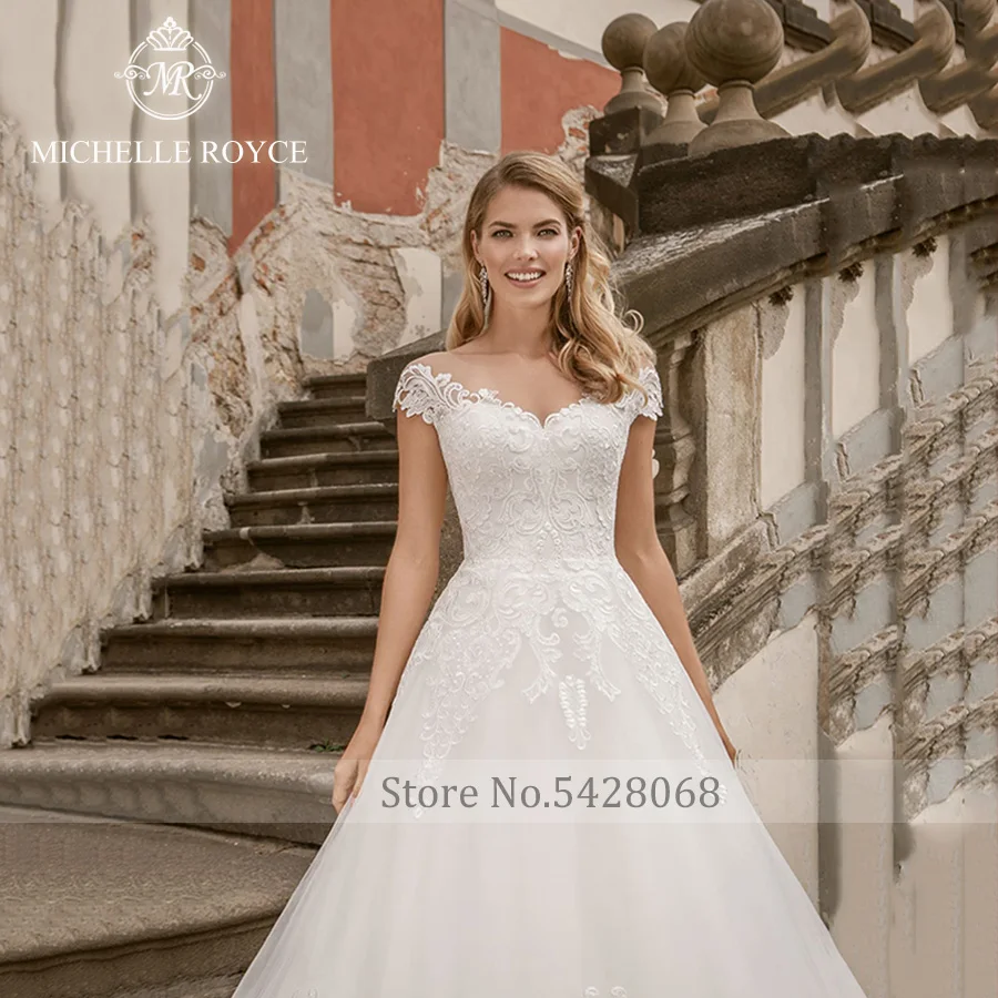 Мишель Ройс Свадебные платья трапециевидной формы для женщин с открытыми