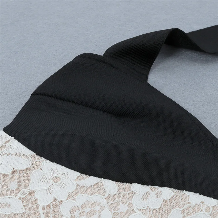 

Bevenccel 2020 New Arrival Halter Backless Bodycon Bandage Dress Women Sexy Lace Patchwork Bodycon Evening Party Dress Vestidos