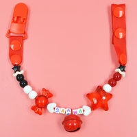 cute baby pacifier candy mushroom pattern clips baby anti drop chain with a bell nipple clips dummy holders for newborn
