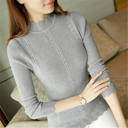 Mode femme automne hiver, женские свитера и пуловеры, зимний Одноцветный свитер с воротником-хомутом и бабочкой, женские блузы, топы 0274