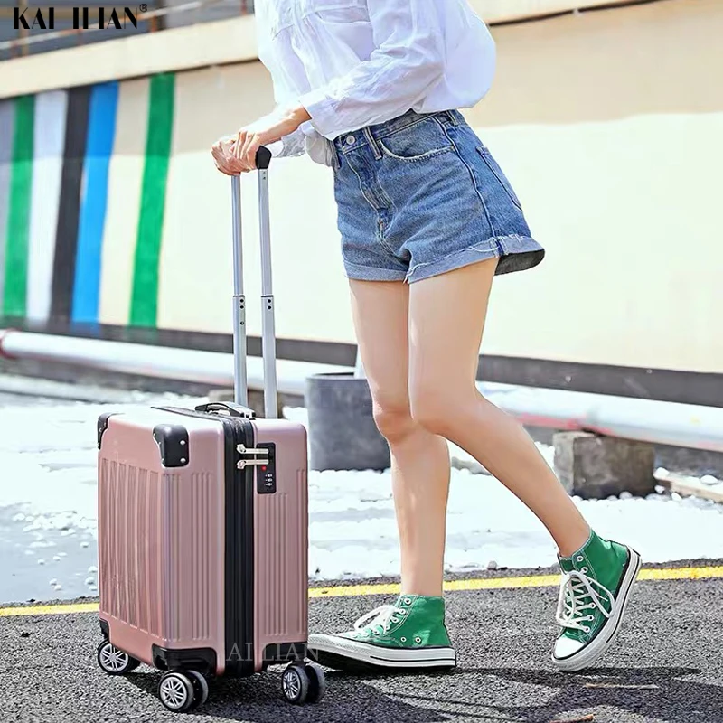 18 дюймов дорожный Багаж носить на чемодан с колесиками тележка для каюты сумка прокатный багаж студенческий Детский чемодан для девочек женская сумка