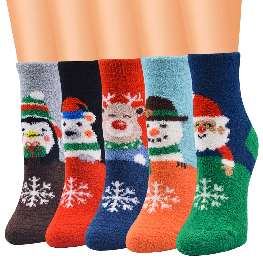 Christmas Socks Series Ladies Socks 10 Pairs Christmas Socks Coral Fleece Santa Socks Christmas Women Socks