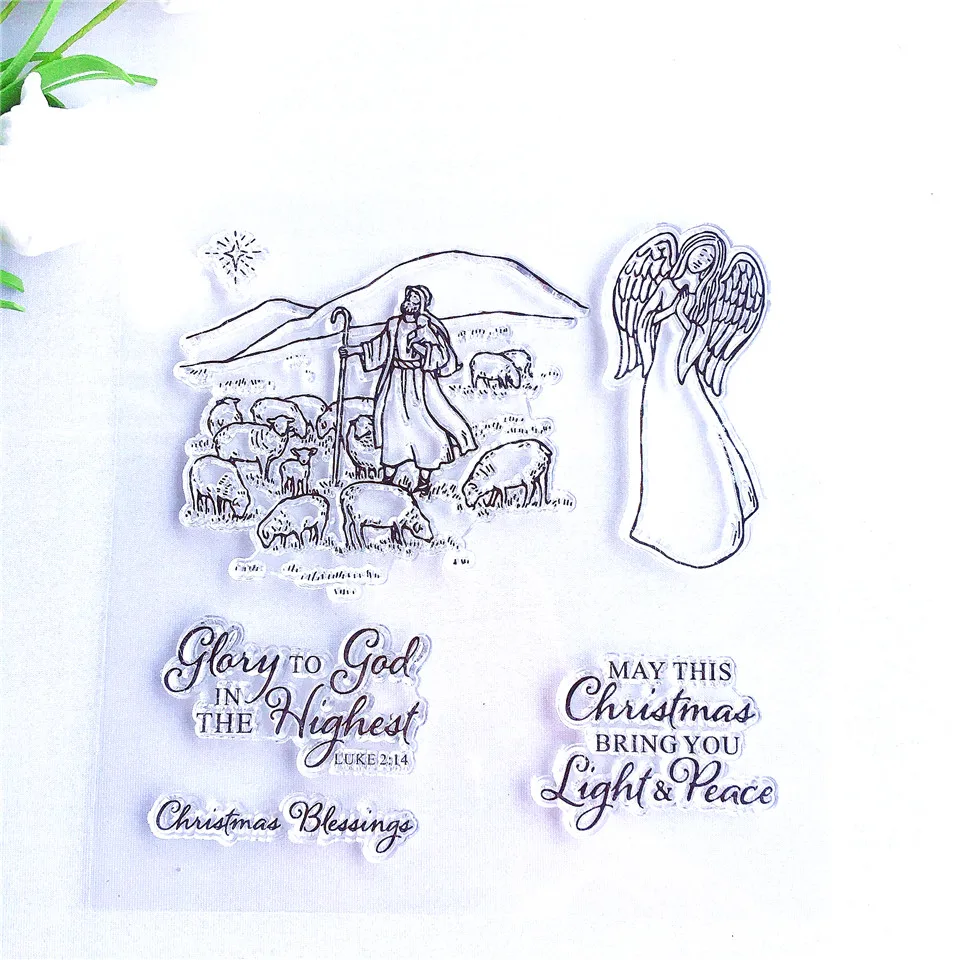 14*14 Christmas Blessing Clear Stamps Transparent Silicone Seal for DIY Scrapbooking Card Making Photo Album Decoration