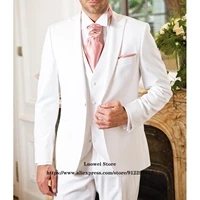 mens slim suits fashion white 3 piece sets groom wedding tuxedo male formal business blazers terno masculino jacketvestpants