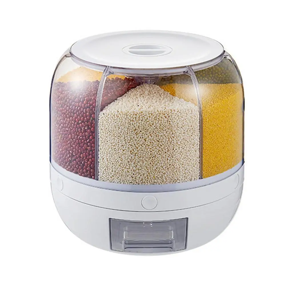 

6-Grid Grain Rice Bucket Dry Food Container Round Rice Storage Tank Large Food Dispenser Rice Dispenser 6-Grid Rice Bucket W