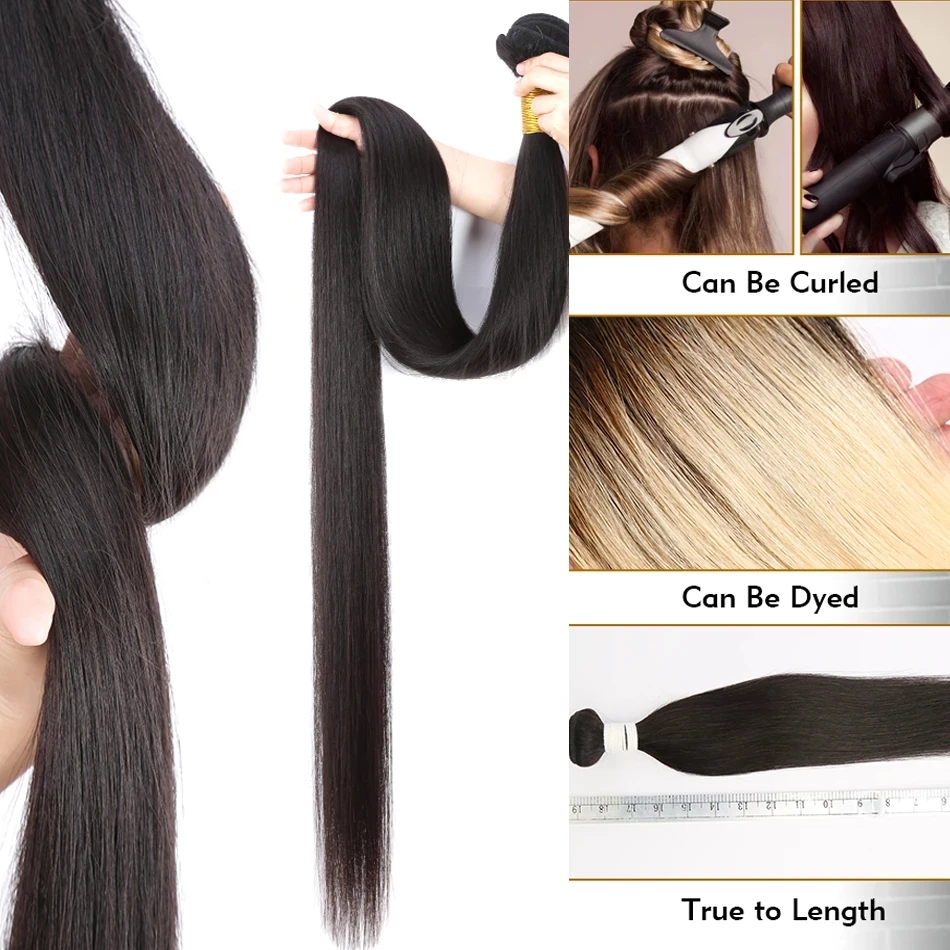 Rosabeauty Brazilian weaving 100% Human Hair Bundles weave 1/3/4 Straight 20 22 24 26 Inch Remy Extensions natural hair | Шиньоны и