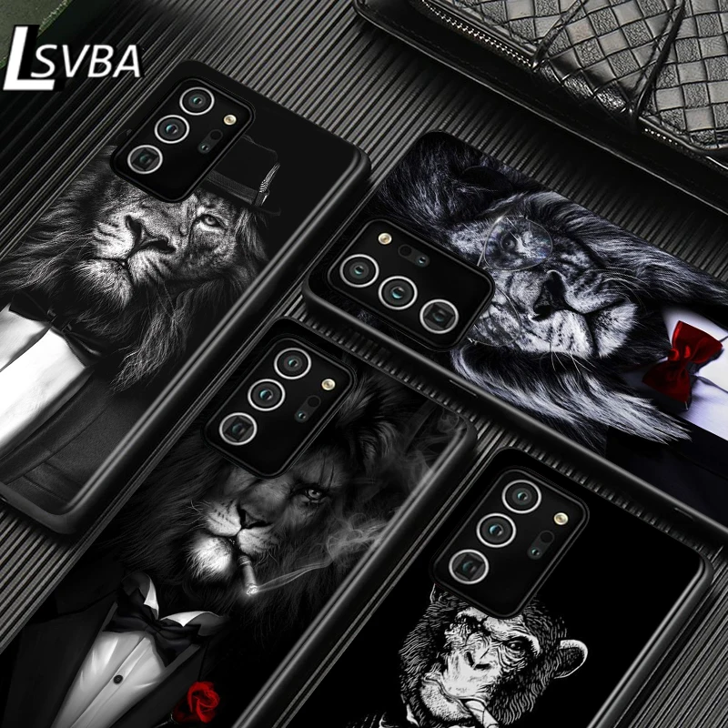 

Suit gentleman lion Soft TPU for Samsung Galaxy S21 S20 FE Ultra Lite S10 5G S10E S9 S8 S7 S6 Edge Plus Black Phone Case