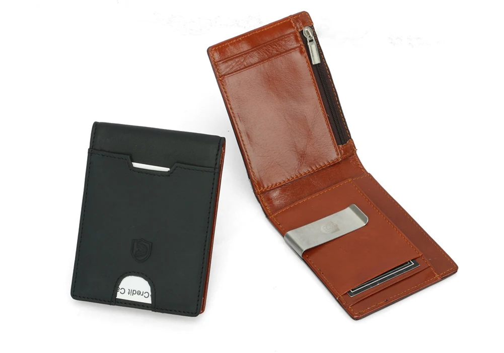 Тонкая кредитница из натуральной кожи кошельки минималистичный RFID блокирующий