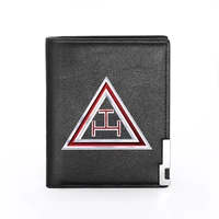 new masonic masons triangle printing leather wallet men women billfold slim credit cardid holders inserts short purses