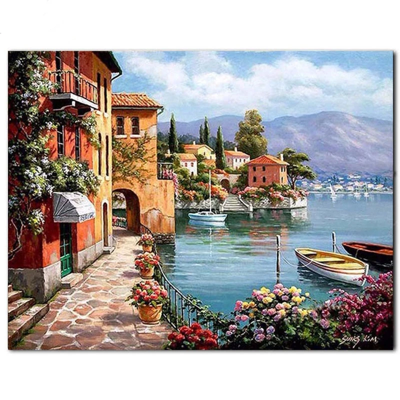 Полностью круглая квадратная Алмазная вышивка 5d DIY картина Италия крестиком