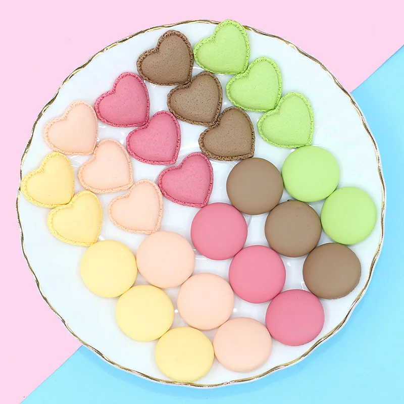 

10 шт. миниатюрные милые круглые сердца Shap Macaron смола с плоской спинкой кабошон поддельная еда DIY для изготовления украшений для телефона под...