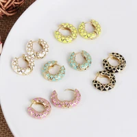 european and american simple fashion personality metal c shaped earrings female color stitching ear buckle